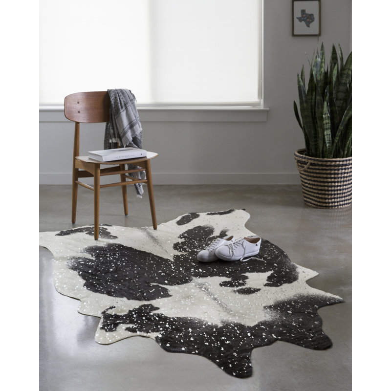 Tapis noir/argent tissé à la machine Duran, Rectangle 5 pi x 6 pi 6 po