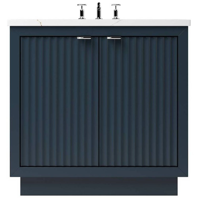 Lecrieú Single Bath Vanity, 30", Hague Blue, Polished Chrome