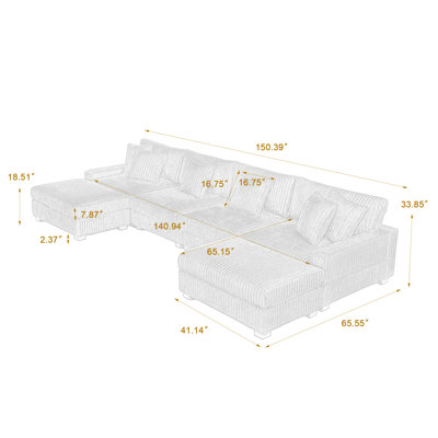 Canapé modulaire rembourré 6 pièces en flanelle de fourrure de lapin gris clair avec coussins décoratifs et repose-pieds 6 pièces