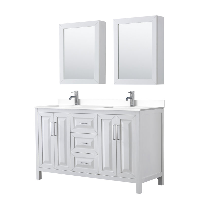 Daria 60'' W Double Vanity, White, Polished Chrome