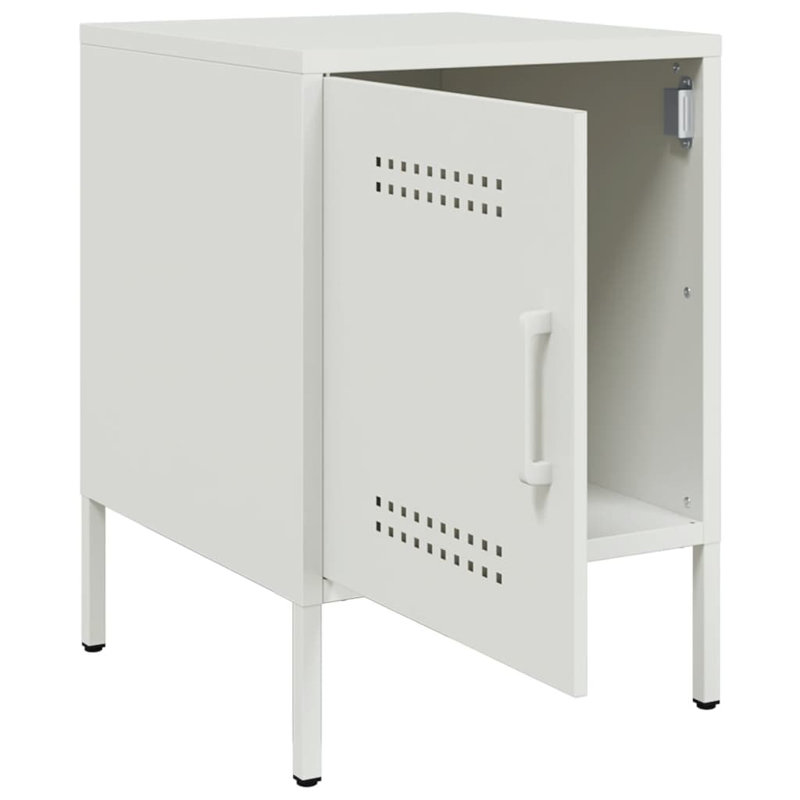 Prinsh 36cm W Steel Bedside Table, White