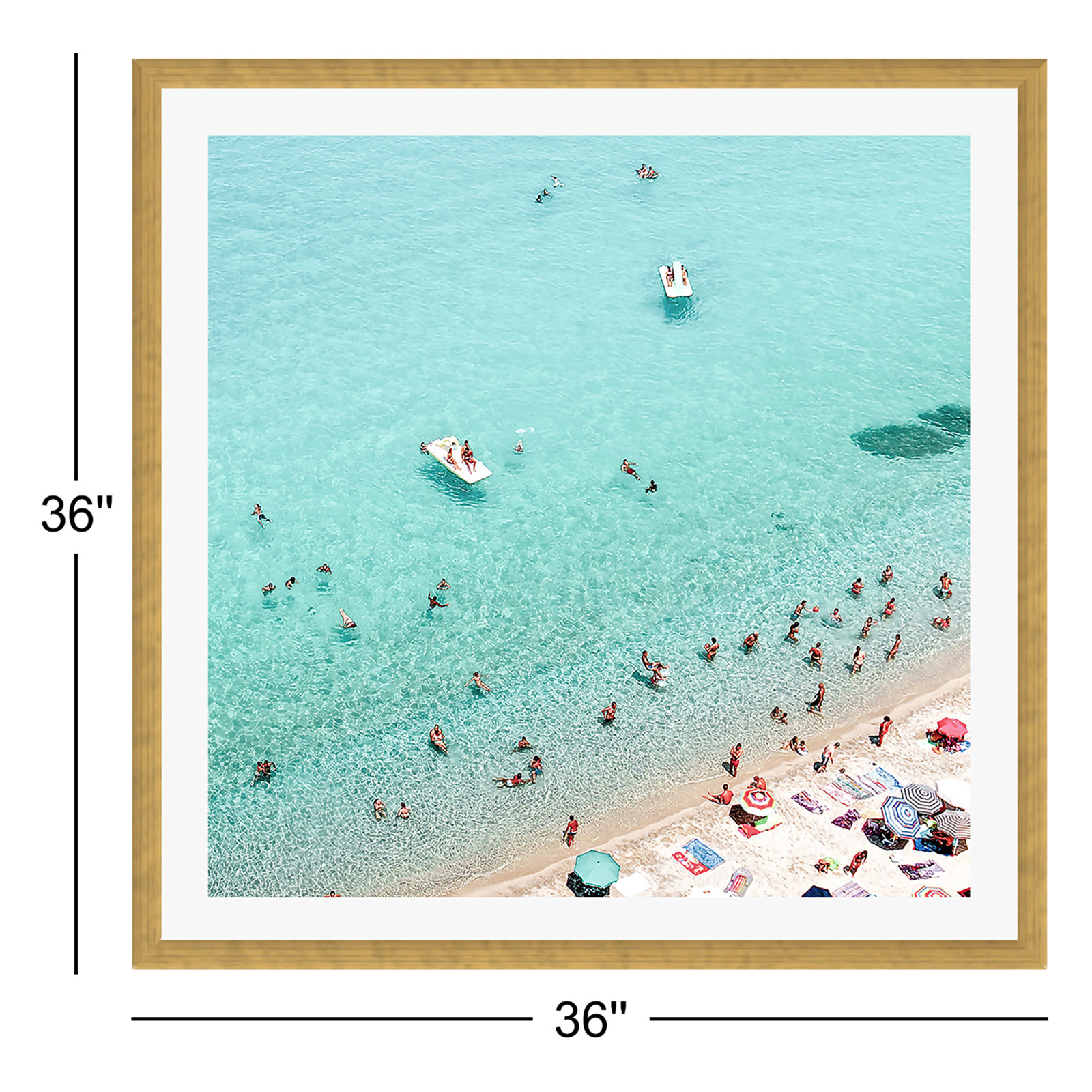 Beach People by Sisi And Seb, Yes, Natural Single Picture Framed, 36" H x 36" W x 0.75" D