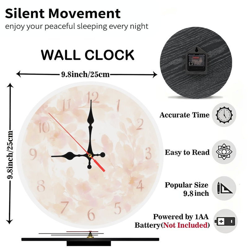 Horloge avec feuilles d'aquarelle