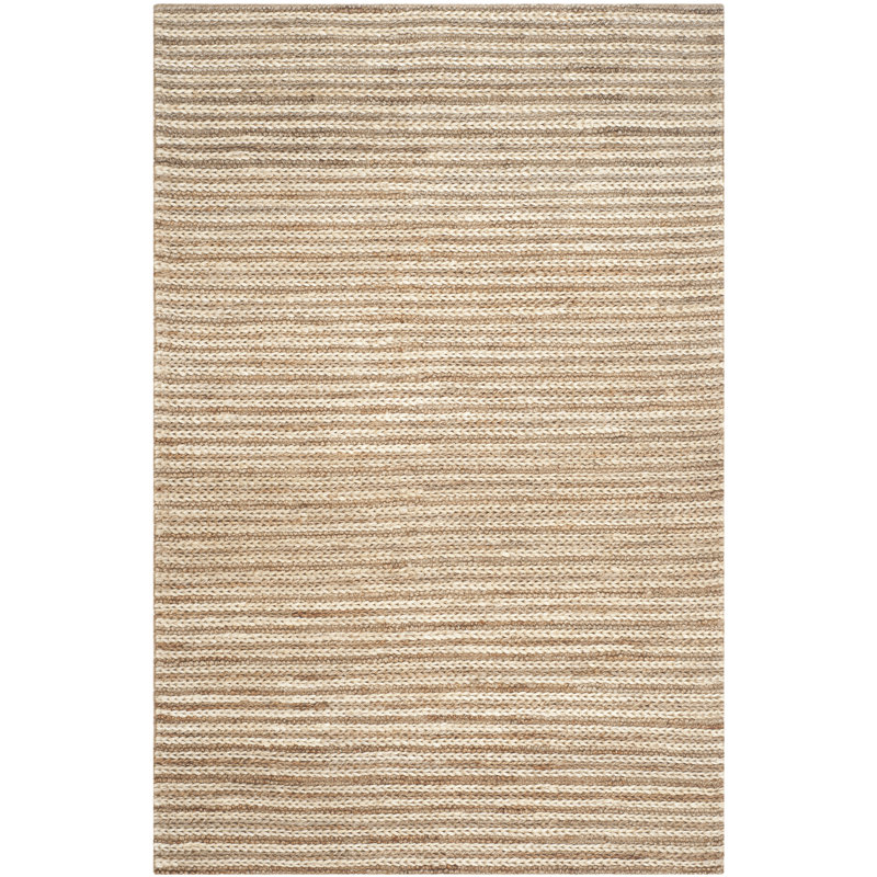 Natural Fiber Hand Woven Jute Striped Rug, Rectangle 3' x 5'