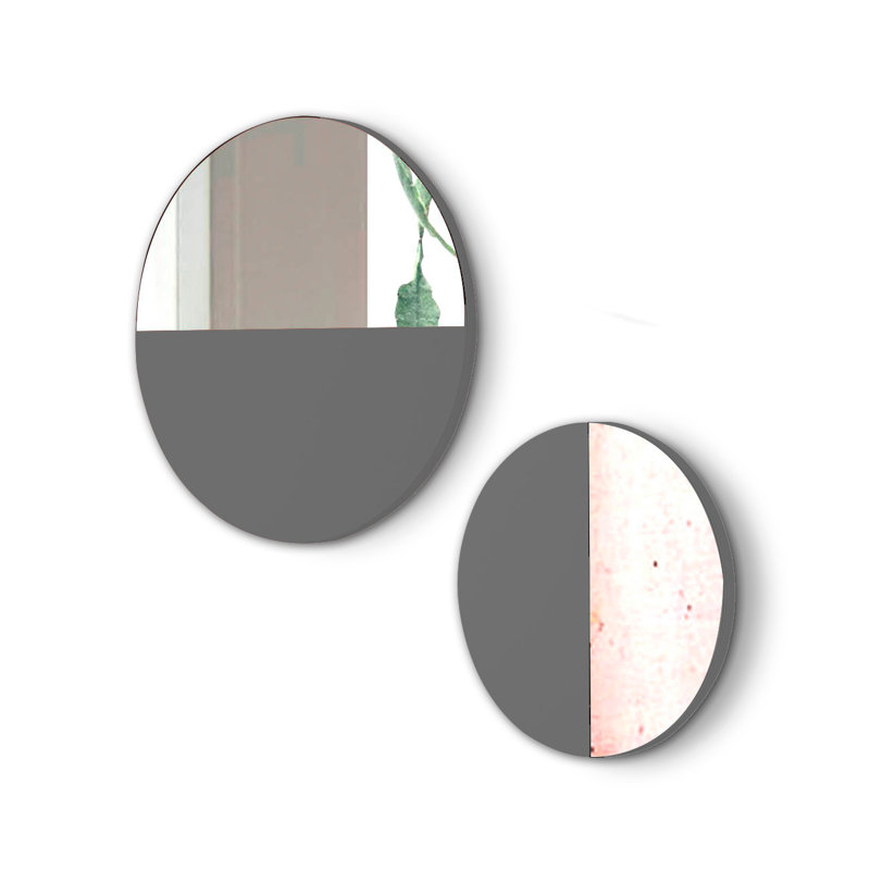 Fu Flat Wall Mirror, Grey