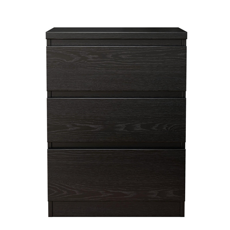 Wooden Nightstand with 3 Drawers, Black, Individual