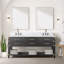 72 po L, plateau en marbre, meuble-lavabo double en chêne noir, tiroirs à fermeture en douceur, miroirs, plateau de rangement, large, quatre