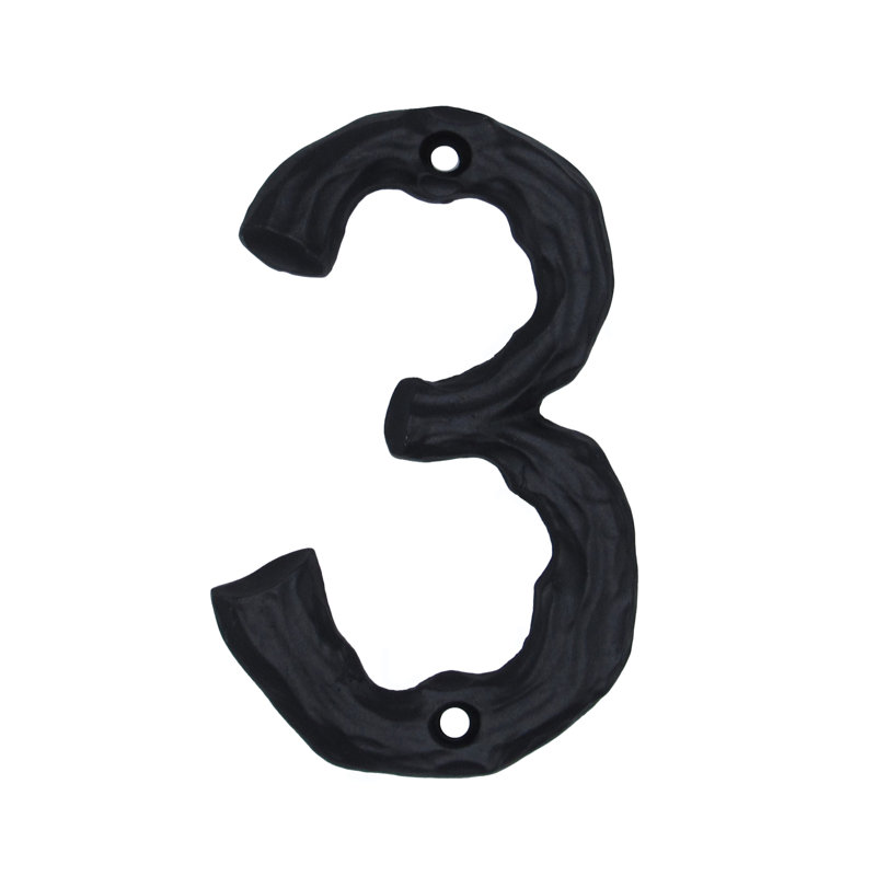 Numéro de maison de 4 po, 3, Noir mat