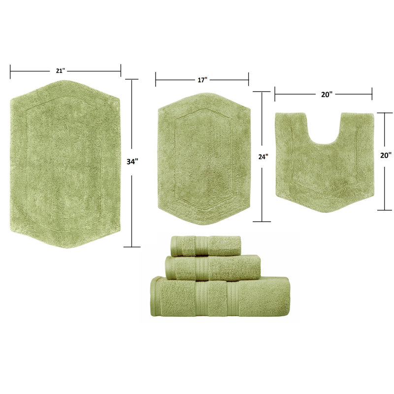 Ensemble de tapis pour salle de bain 6 pièces Ches, Sauge