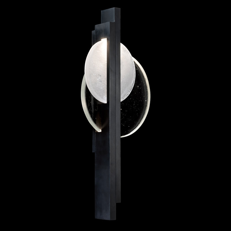 Selene Wrought Iron LED Flush Mounted Sconce, Black, 26" H x 11.5" W x 3.5" D