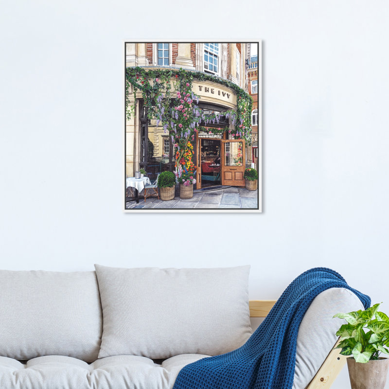 «Cafe Time» - peinture sur toile, H 20 po x l 16 po, Toile blanche encadrée