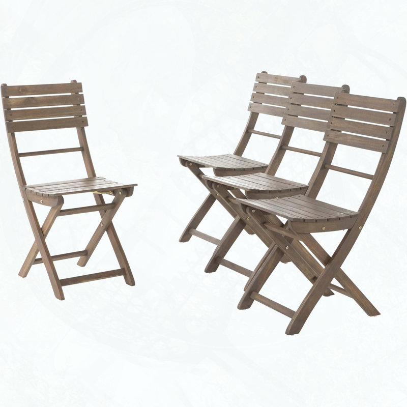 Ensemble de chaises pliantes en bois d'acacia 4 pièces Positano
