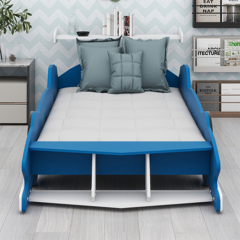 Lit plateforme avec roulettes Race, Lit simple, Bleu