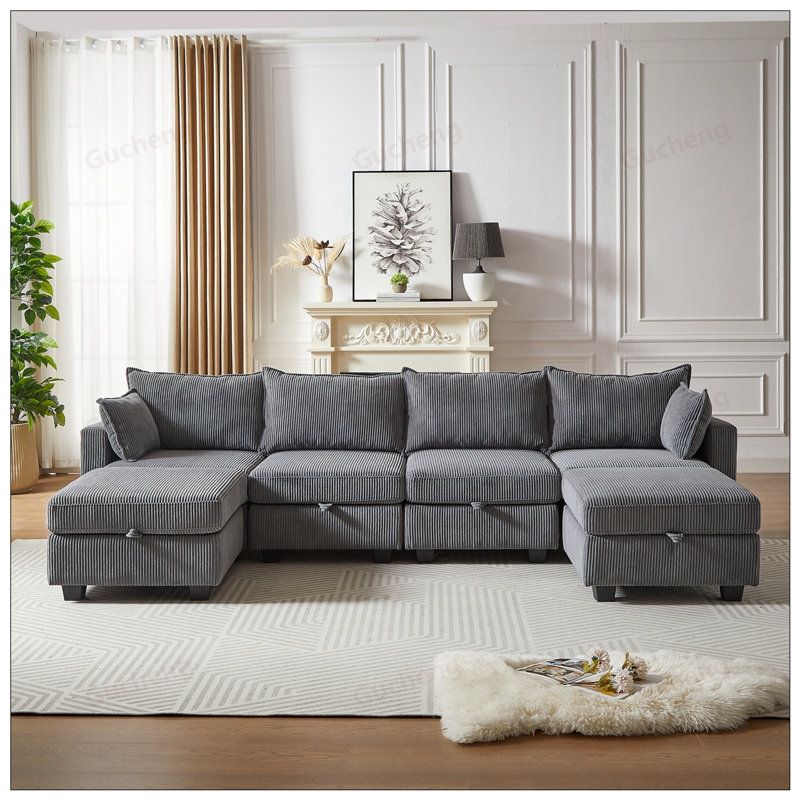 Canapé modulaire 113,5 po Sectiona, Gris foncé