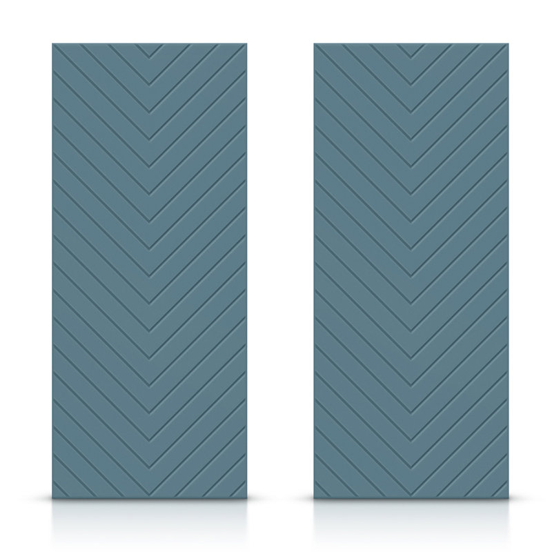 Panelled Manufactured Wood Double Sliding Closet Doors, Dignity Blue, 60" x 80"