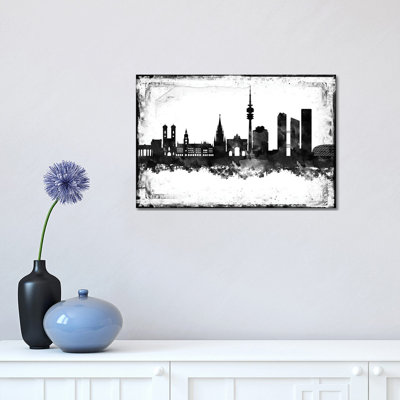 Munich Black & White Film by WallDecorAddict - Wrapped Canvas Print
