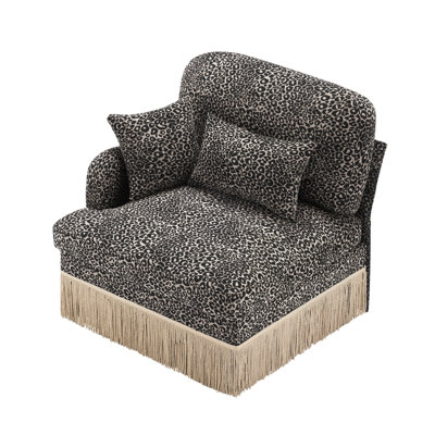 Sofa LSF Leopard Chenille W/Pillows -Khaki Black