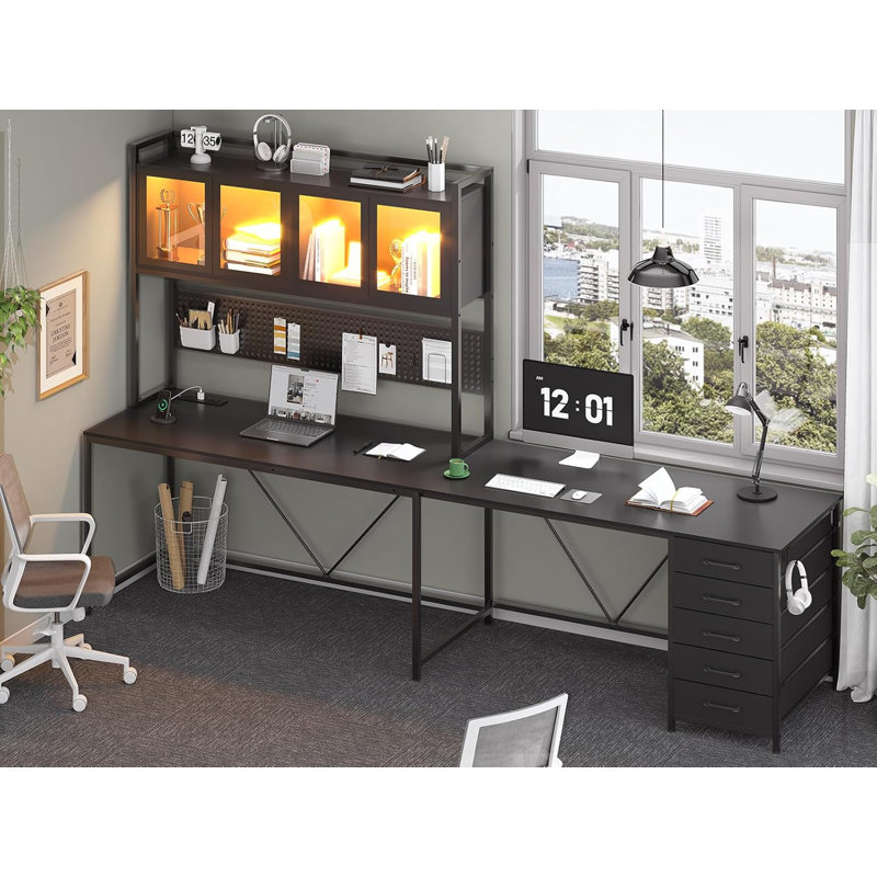 Bureau d'ordinateur avec rangement, Noir, noir, noir, noir