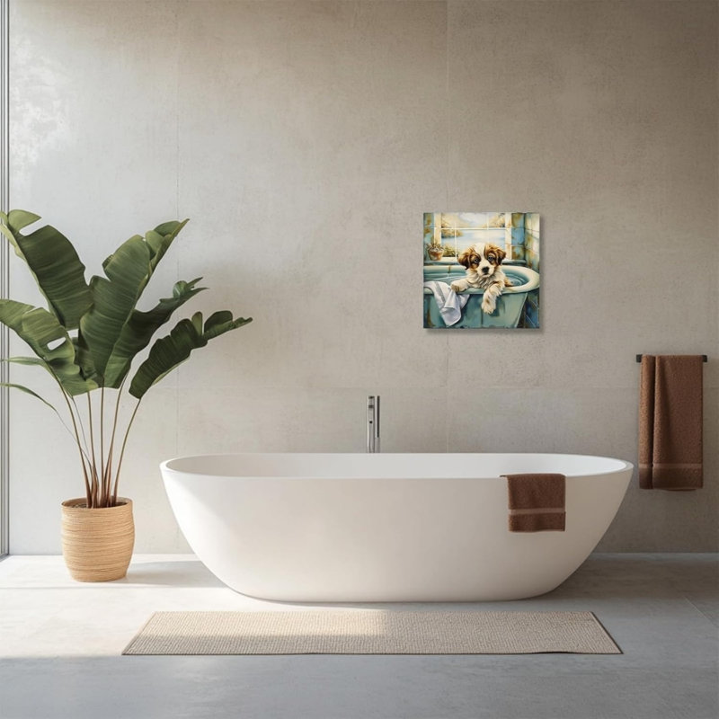 Mignon chien, art mural sur toile sans cadre 16 po x 16 po
