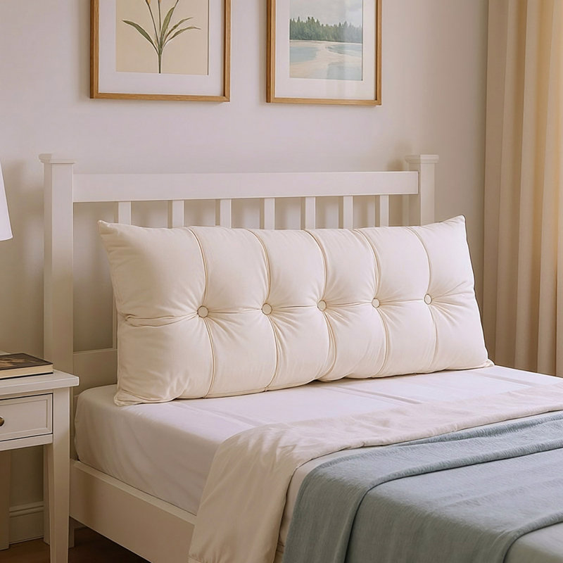 Upholstered Headboard Pillow, White, 150cm W x 60cm D