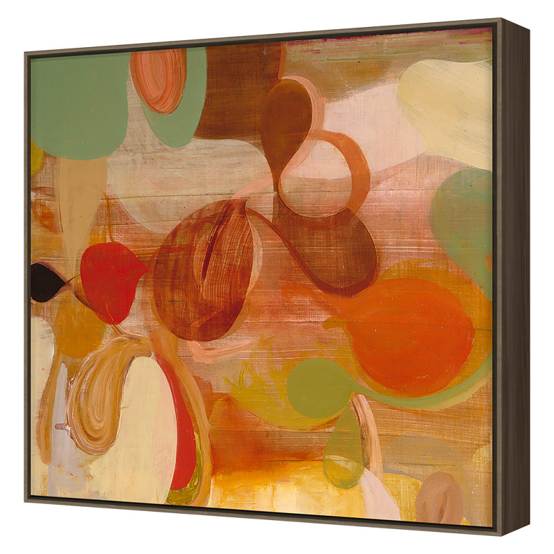 Chinese Peony Print by Victoria Johnson, Walnut Framed, 40" H x 40" W x 2" D