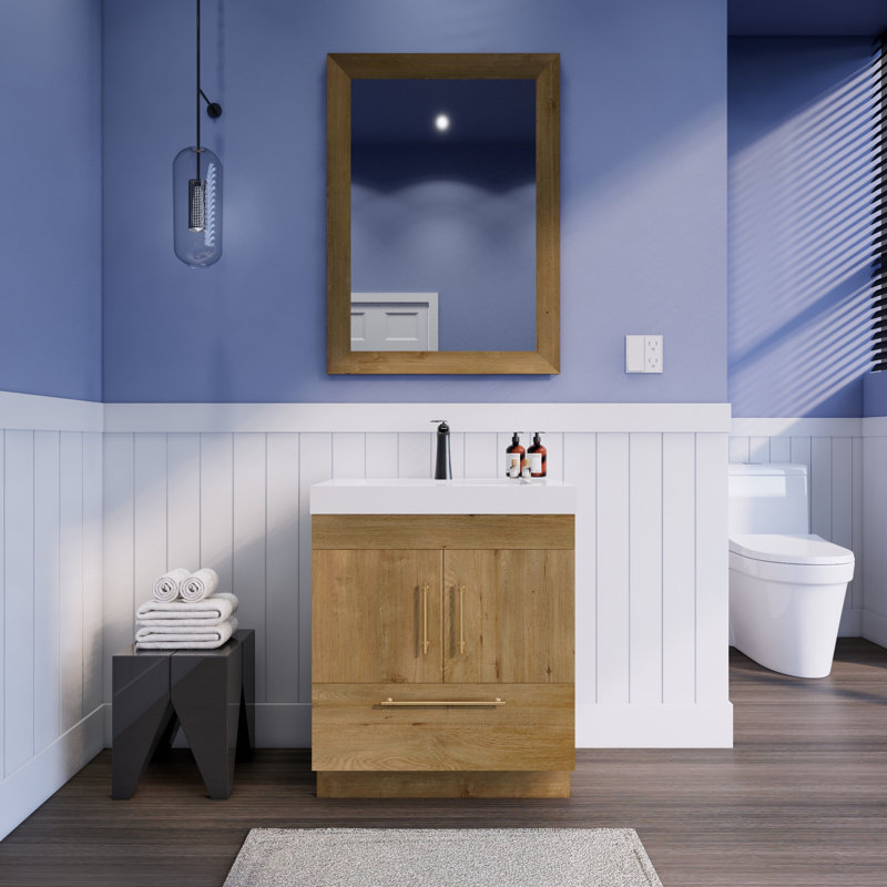 Ensemble de meuble-lavabo simple 30 po Lissi Spring, Chêne et teck