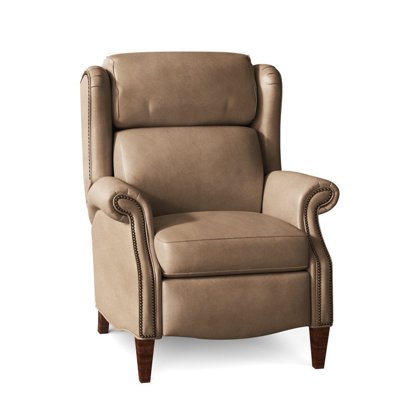Miller Recliner, Natural, Mahogany, Anilina Cacao Genuine Leather