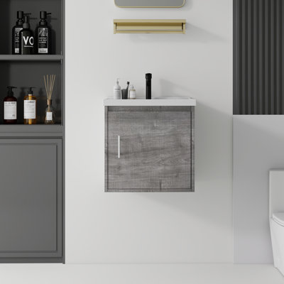 Ensemble de meuble-lavabo mural 20 po, armoire en contreplaqué massif avec lavabo en céramique et portes à fermeture en douceur pour les petites salles de bain