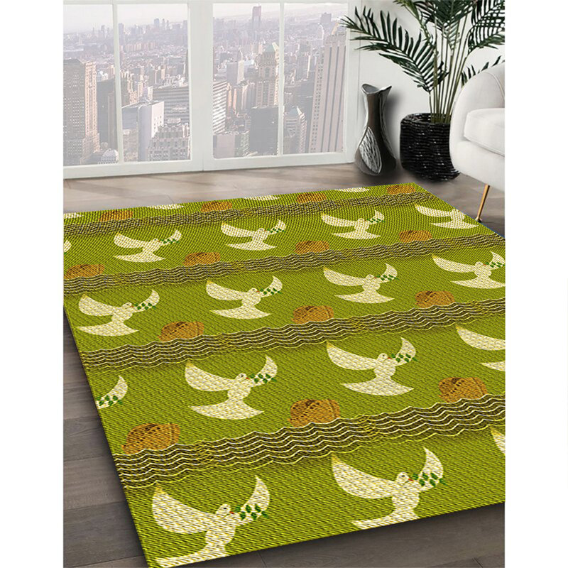 Tapis 100% à motifs lavables à la machine 2989 WSH-PAT3086-YW, Rectangle 2 pi x 3 pi