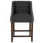 Tabouret de bar transitionnel en noyer capitonné avec garniture cloutée-750917134-750917132