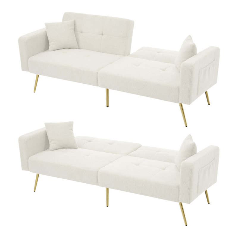 3 Seater Fabric Sofa Bed, White