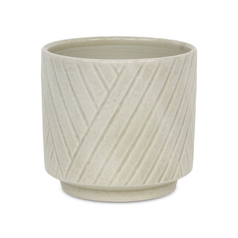 Kettering Handmade Ceramic Pot Planter, 6.5" H x 7" W x 7" D, White