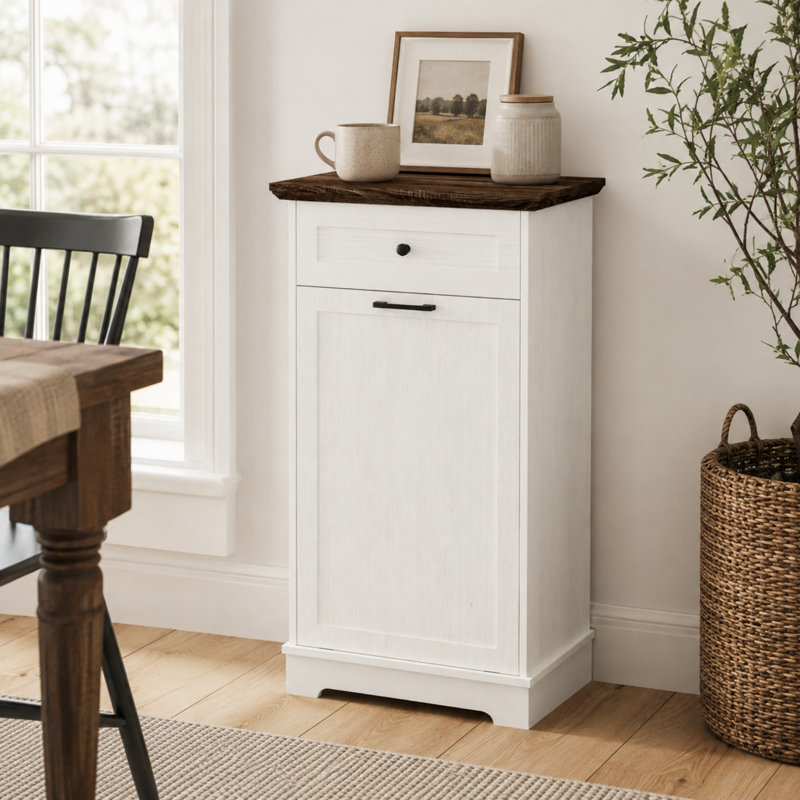 Armoire à poubelle inclinable avec tiroir et rangement de 10 gallons
