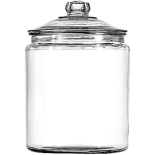 1 Gallon Large Glass Cookie jar with Airtight Acacia Lid, High