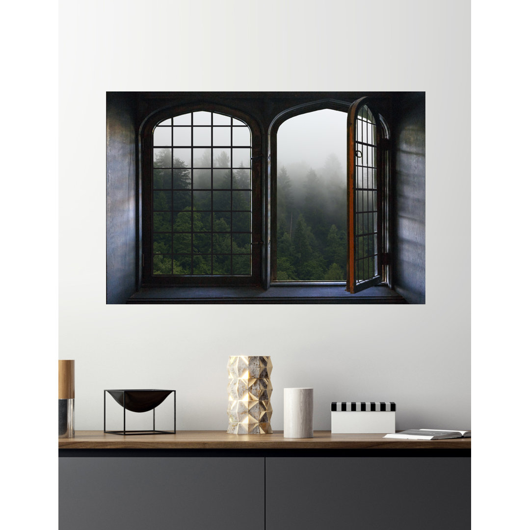 Wandsticker Eisen Fenster und Wald