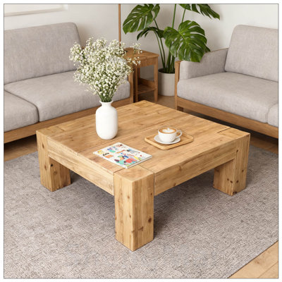 Solid Wood Coffee Table with Natural Texture, Simple Nordic Design for Practical and Aesthetic Living