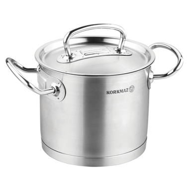 Gourmet by Bergner - 8 Qt Stainless Steel Dutch Oven with Vented Glass Lid,  8 Quarts, Polished