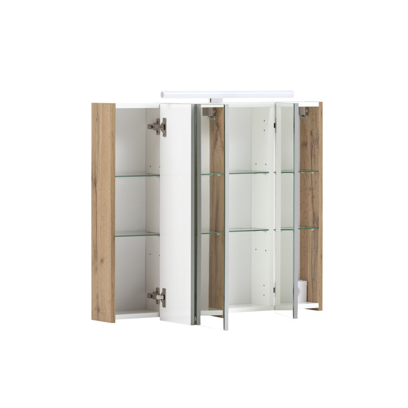 Duo mm Wide mm H Surface Mirrored Cabinet with Mirror and 6 Adjustable Shelves
