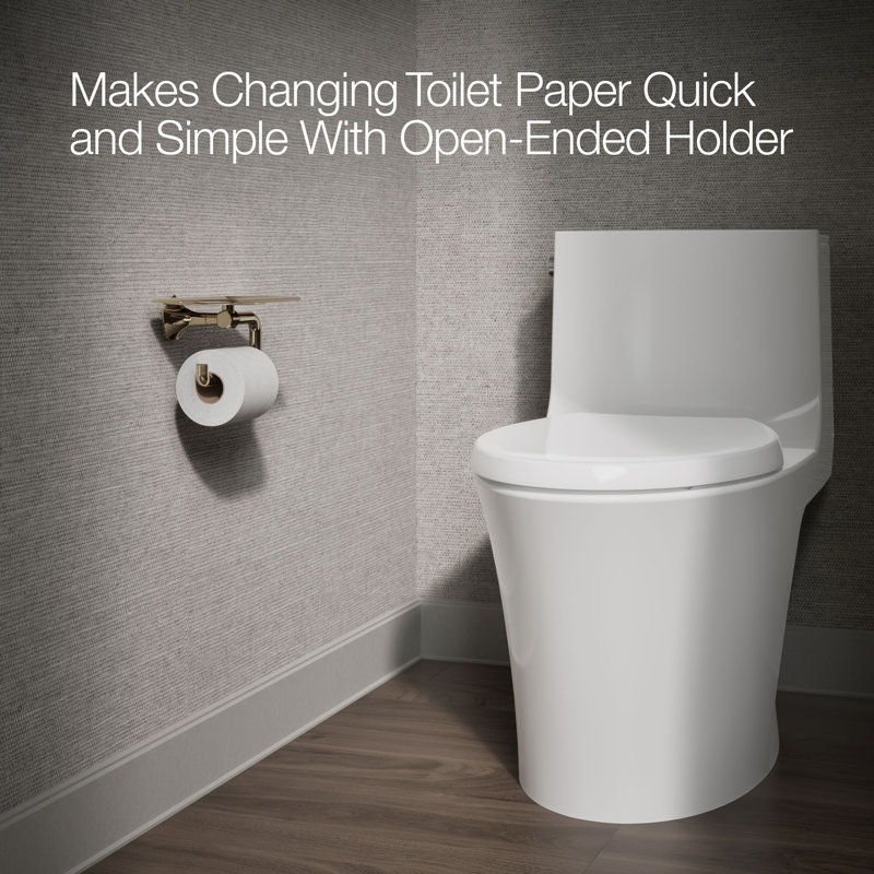 Occasion Toilet Paper Holder With Tray, Vibrant French Gold