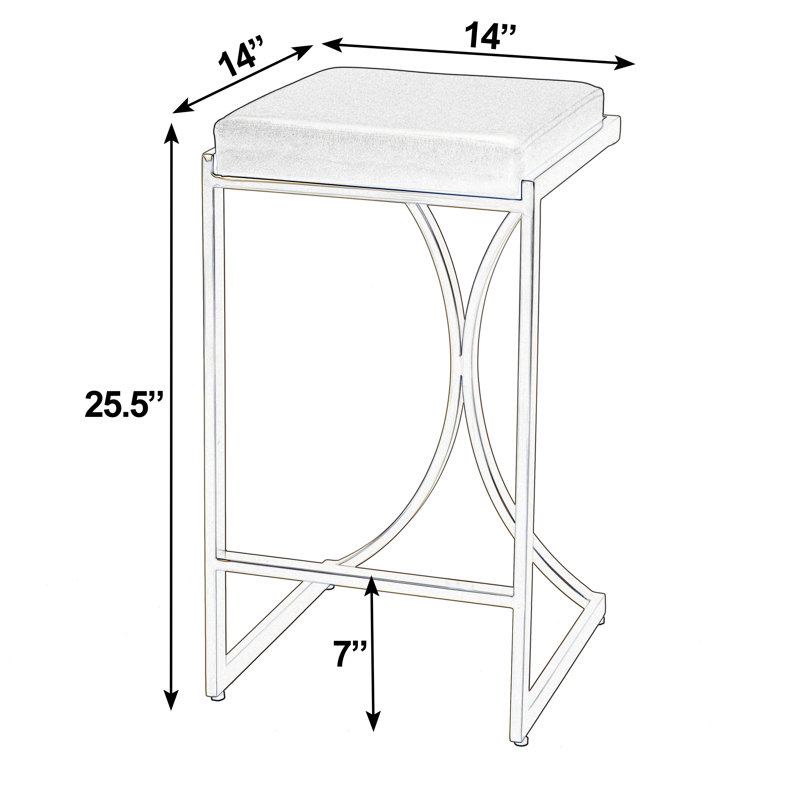 Natalya 24" Bar Stool, Silver, Cream, Counter Stool (24” Seat Height)