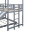 Lit superposé simple au-dessus d'un lit double gris avec glissade et, construction en bois massif, garde-corps complet, glissière sans sommier nécessaire, gris, crée un environnement de chambre agréable-129630975
