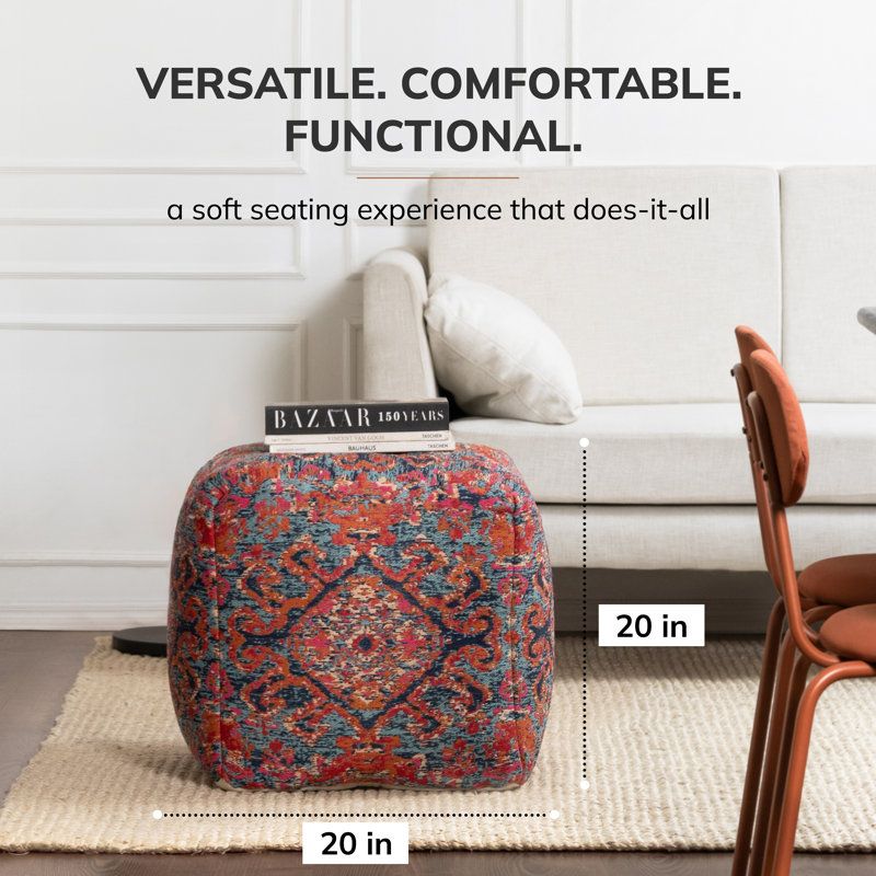 Repose-pieds multicolore 20 po x 20 po x 20 po Glaspy, Rouge