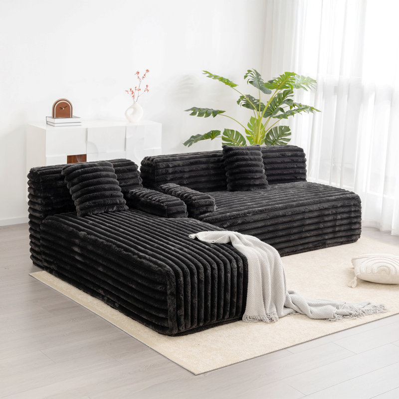 Canapé modulaire 110 po Cloud, Black Faux Fur