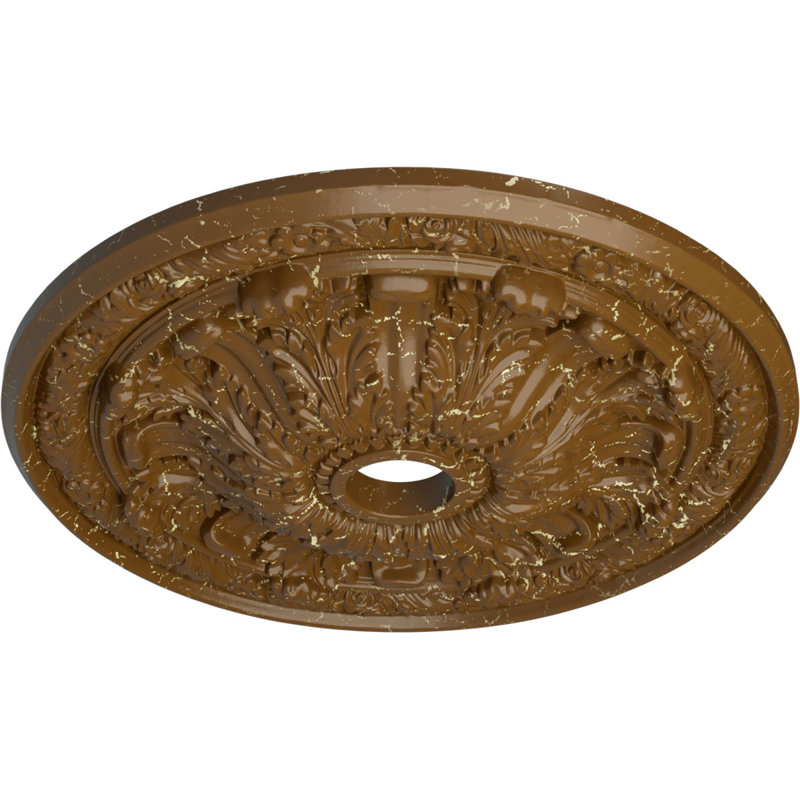 Médaillon de plafond Endurathane Flag, 30 po x P 3 7/8 po x P 3 1/4 po (convient aux auvents jusqu'à 3 7/8 po), finition craquelée topaze fumée peinte à la main