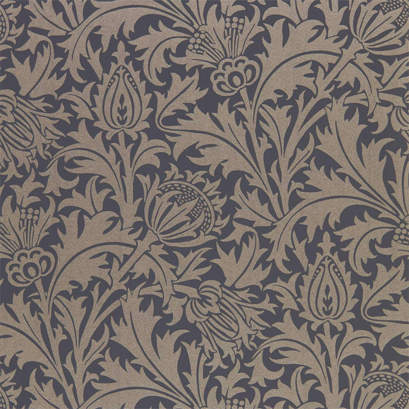 Pure Thistle Wallpaper, Black Ink