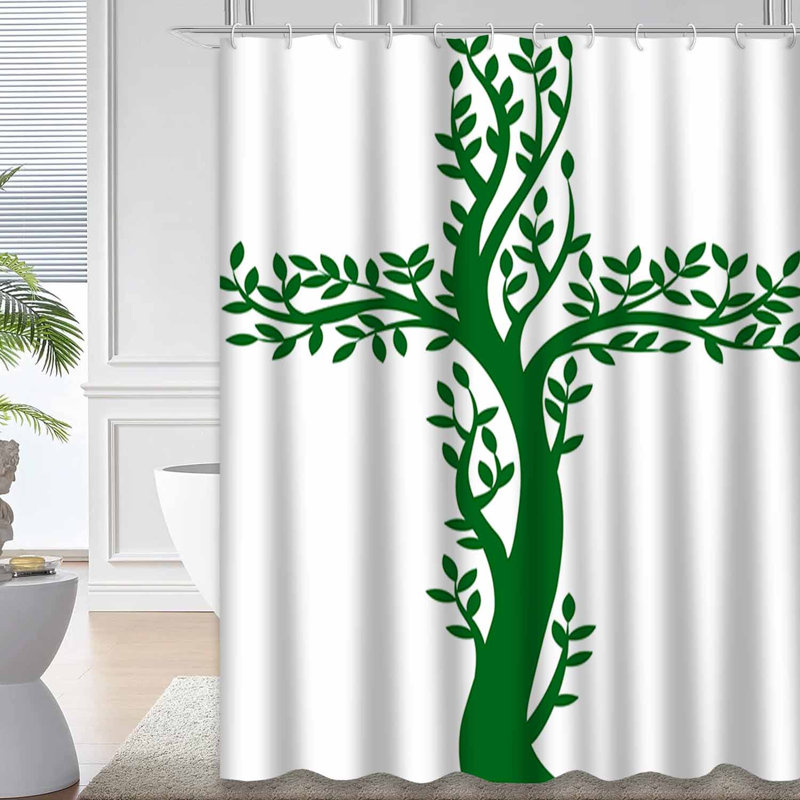 Rideau de douche Green Cross Tree Celtic, L 72 po x l 78 po