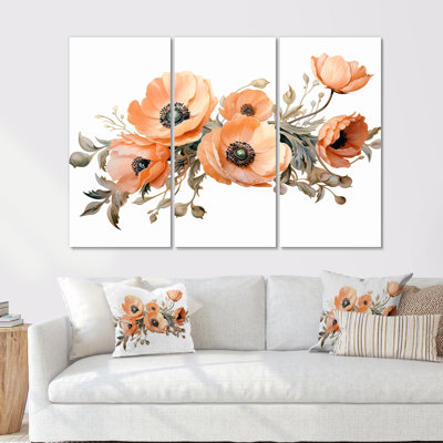 «Euphoria Peach Flowers On Branch - Storms», ensemble d'art sur toile
