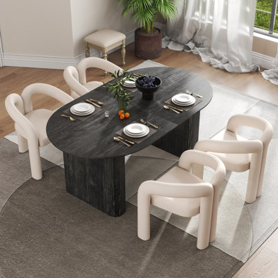 Modern Farmhouse Extendable 59.06" to 90.55" Table Dining Set for 4-8