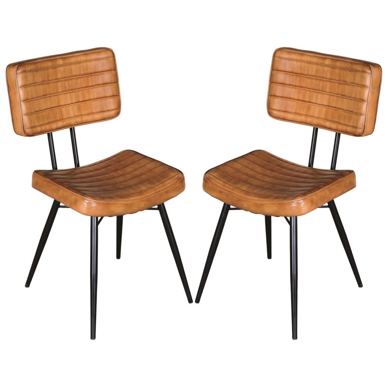 Chaises d'appoint en chameau 2 pièces avec structure de support en métal noir - 2 pièces, base idéale pour une salle à manger