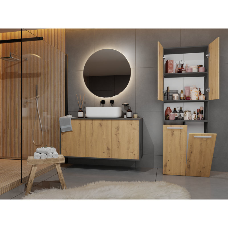 MDF/Chipboard Linen Cabinet, Brown/Grey